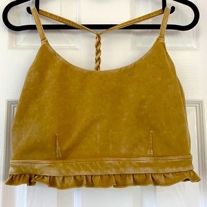 JoyLab Yellow Ruffle Crop Top Medium